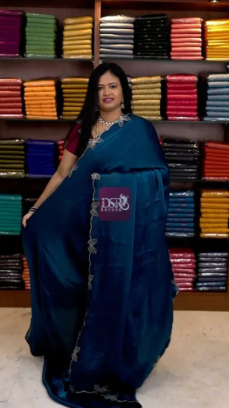 Space Silk With Butterfly Cutwork Border