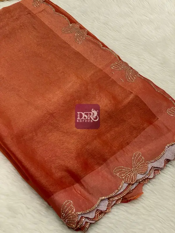 Space Silk With Butterfly Cutwork Border