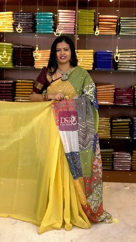 Half n Half Chanderi Sico With Mirror work