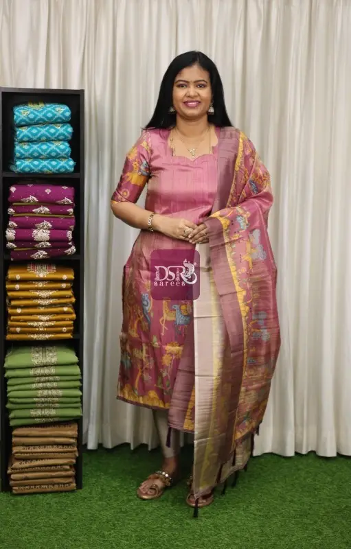 Multi Colour Digital Print Tissue Salwar