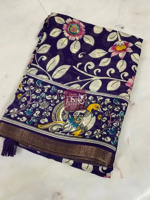 Chiffon Kalamkari Printed Sarees