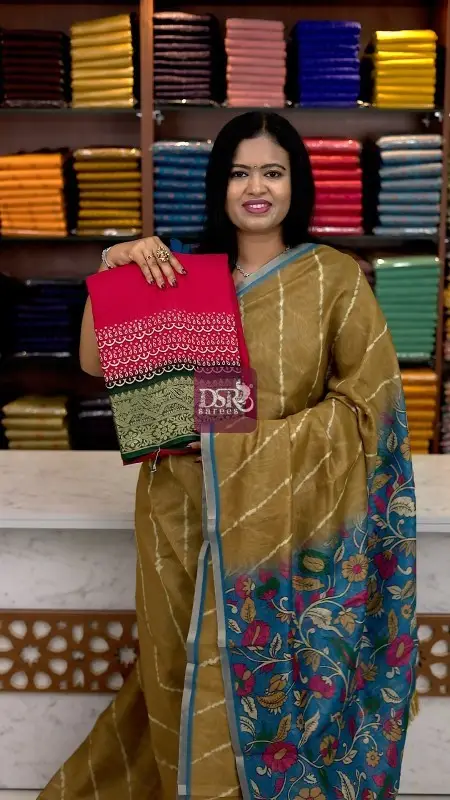 Viscose Chiffon Saree + Chanderi Cotton