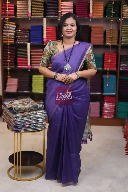 Kalamkari Chanderi Sico Saree
