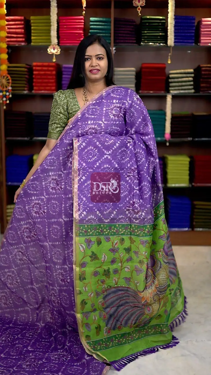 Kalamkari Chanderi Sico Saree