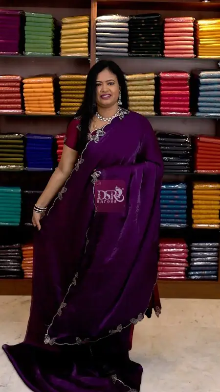 Space Silk With Butterfly Cutwork Border