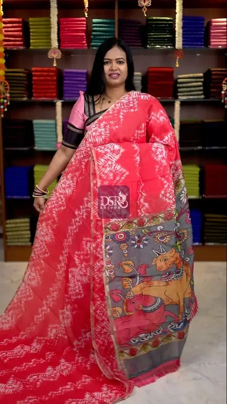 Kalamkari Chanderi Sico Saree