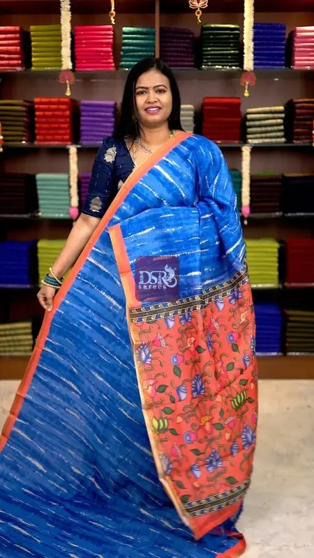 Kalamkari Chanderi Sico Saree