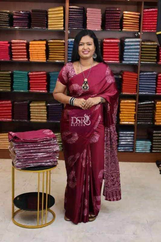 Ajrak Satin Silk Sarees