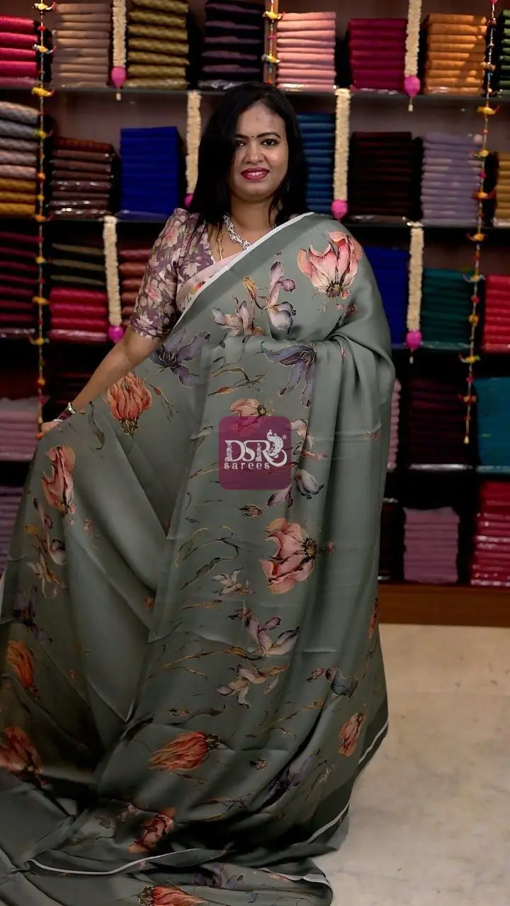 Digital Satin Silk Sarees