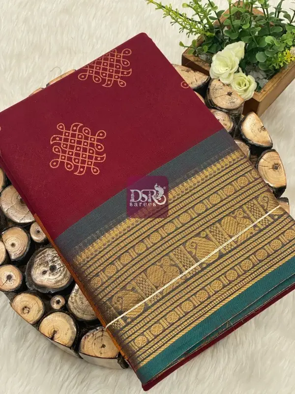 Printed chettinadu cotton saree W/B - vol 1