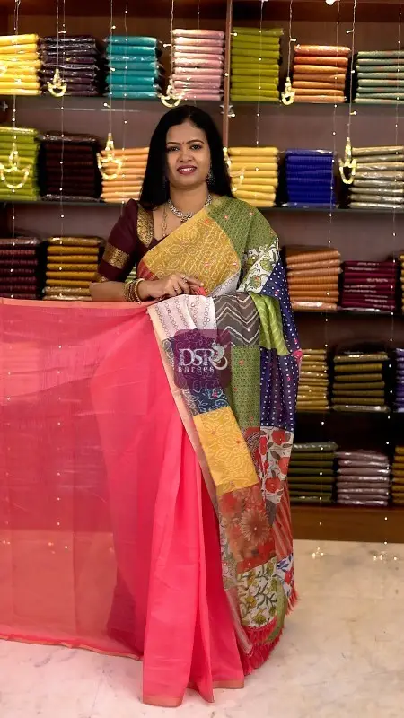 Half n Half Chanderi Sico With Mirror work