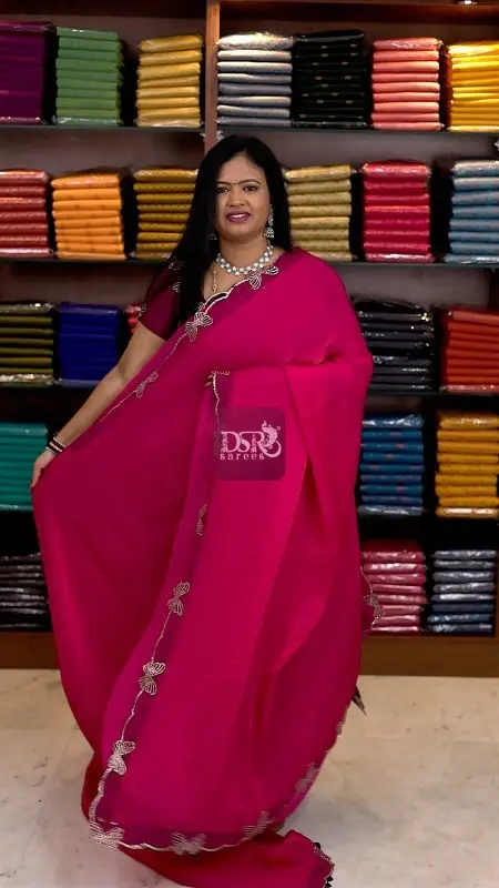 Space Silk With Butterfly Cutwork Border
