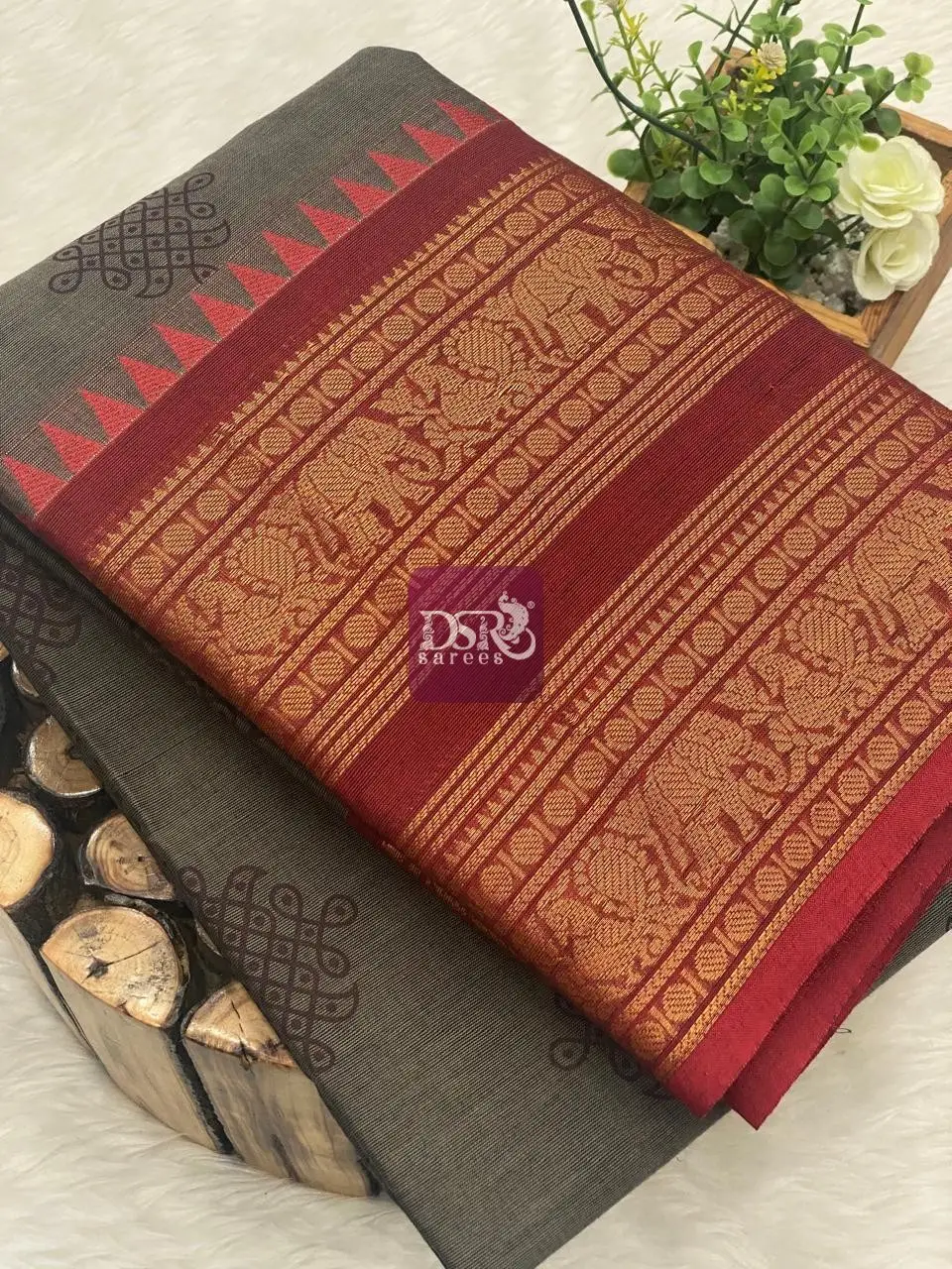 Printed chettinadu cotton saree W/B - vol 1