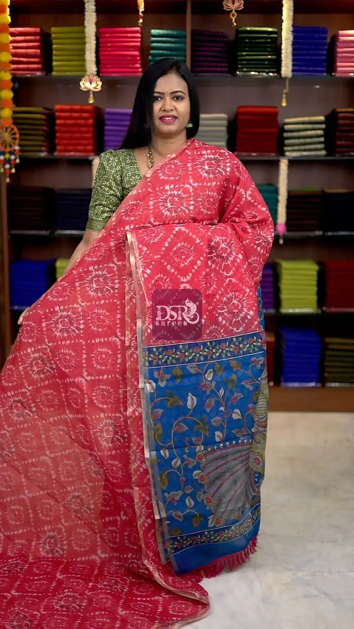 Kalamkari Chanderi Sico Saree