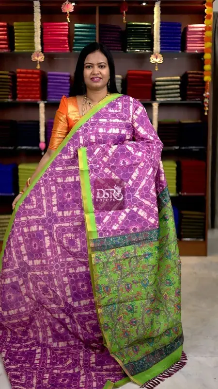 Kalamkari Chanderi Sico Saree
