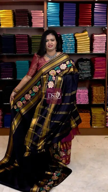 Embroidery Mysore Crepe Saree