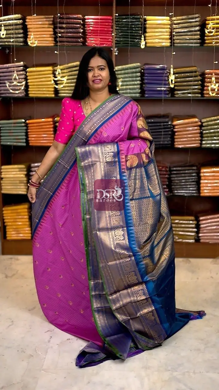 Semi Gadwal Border Sarees
