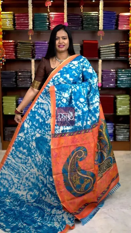 Kalamkari Chanderi Sico Saree