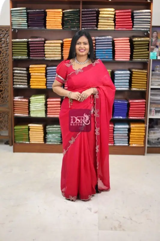 Space Silk With Butterfly Cutwork Border