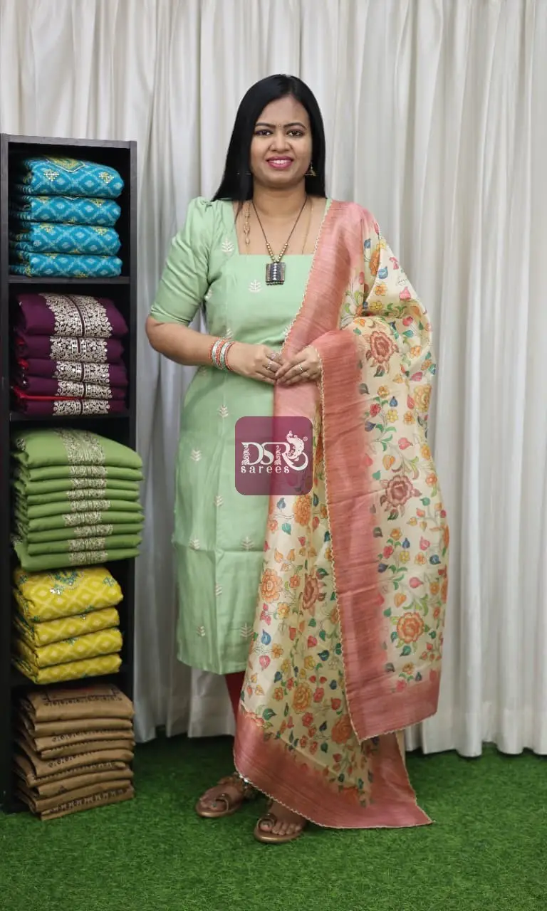 Cambric Cotton with Kalamkari Duppata