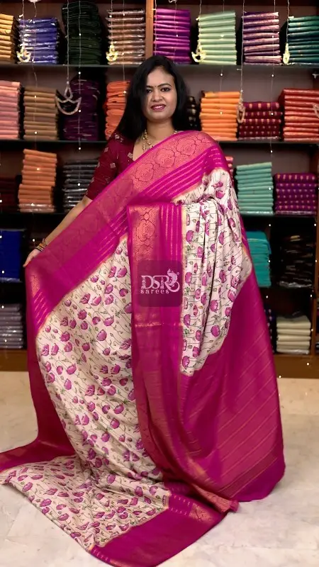 Kalamkari Mysore Crepe Silk Sarees -vol1
