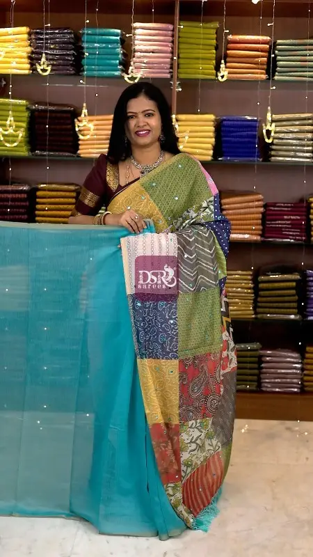 Half n Half Chanderi Sico With Mirror work