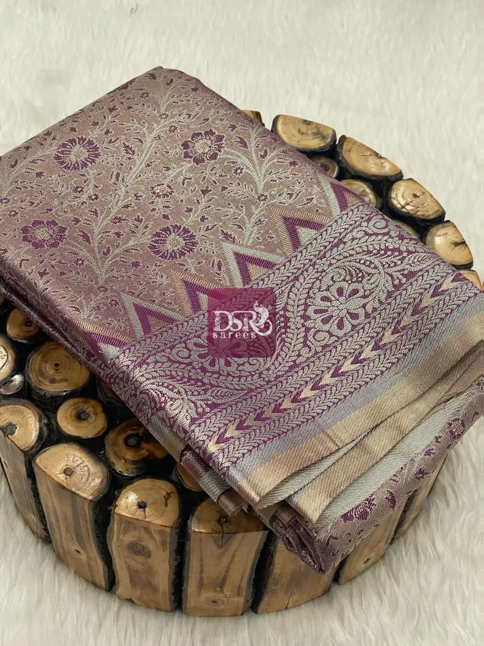 Silver Zari Tissue Saree