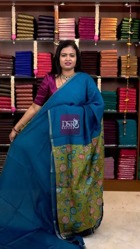 Kalamkari Chanderi Sico Saree