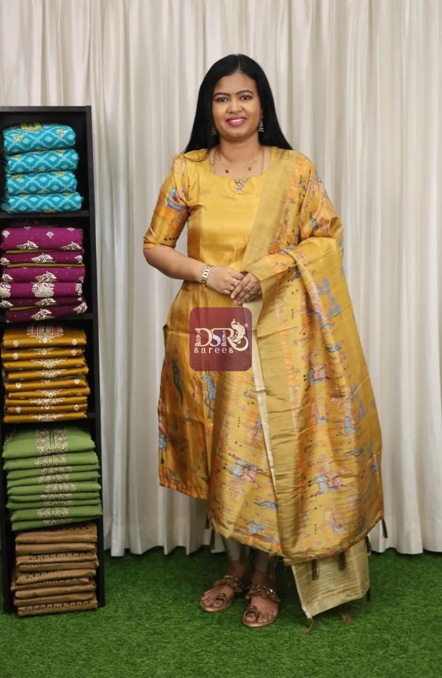 Multi Colour Digital Print Tissue Salwar