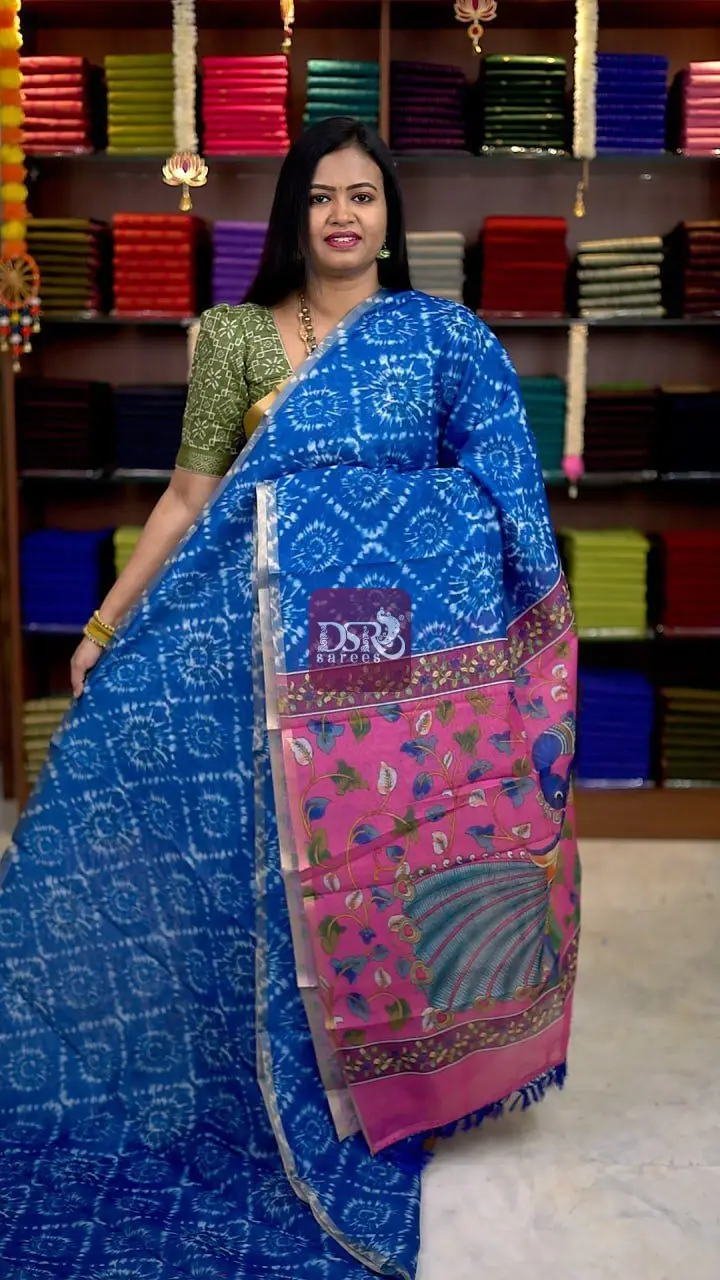 Kalamkari Chanderi Sico Saree