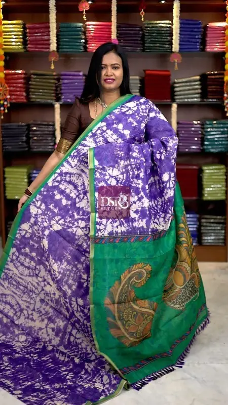 Kalamkari Chanderi Sico Saree