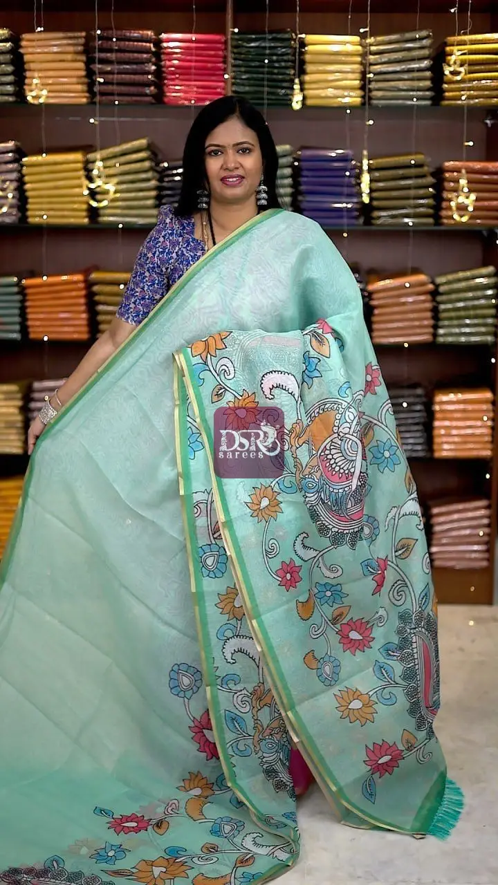 Kalamkari Chanderi Sico Saree