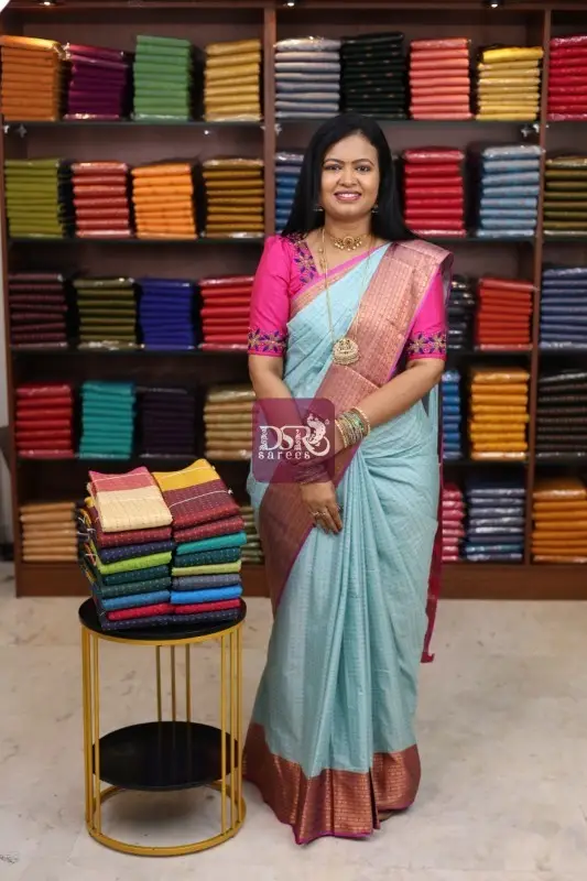 Pooja Dots Semi Silk