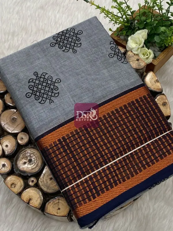 Printed chettinadu cotton saree W/B - vol 1