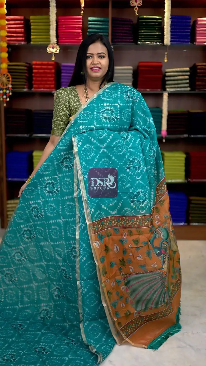 Kalamkari Chanderi Sico Saree