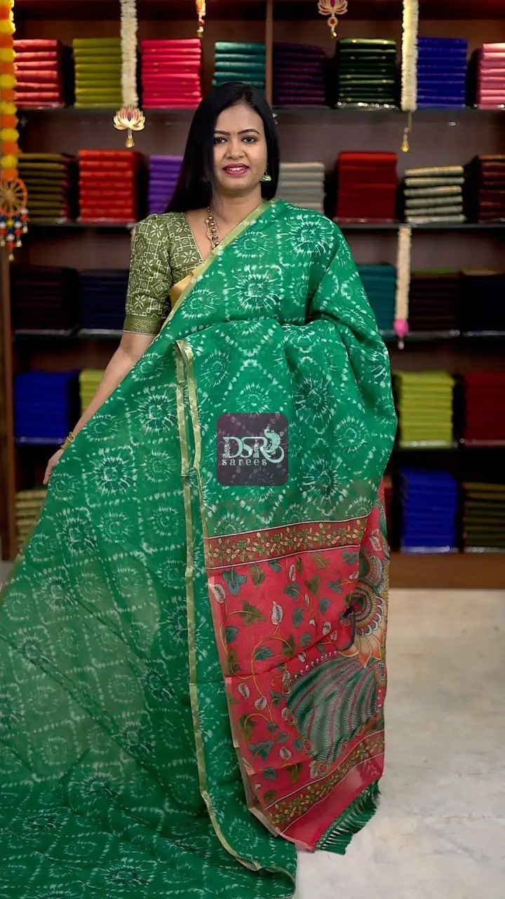 Kalamkari Chanderi Sico Saree
