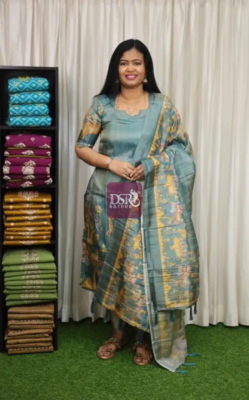 Multi Colour Digital Print Tissue Salwar