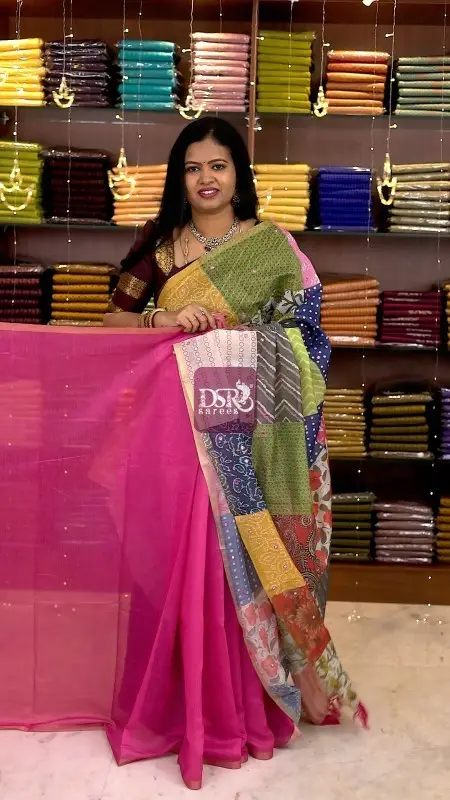 Half n Half Chanderi Sico With Mirror work