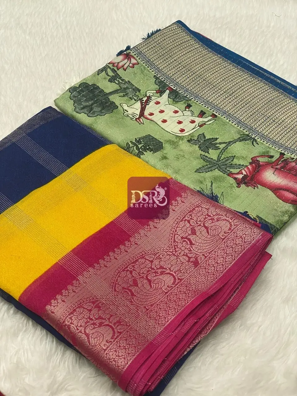 Tissue Dola Sarees + Viscose Chiffon