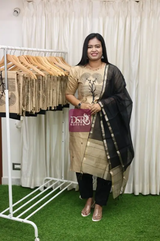 Raw Silk Salwar Suit Set with Dupatta