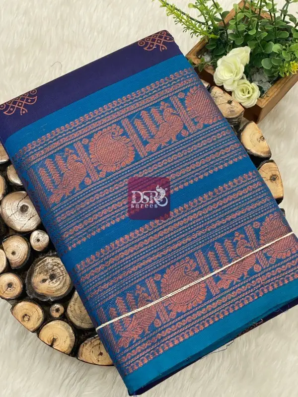 Printed chettinadu cotton saree W/B - vol 1