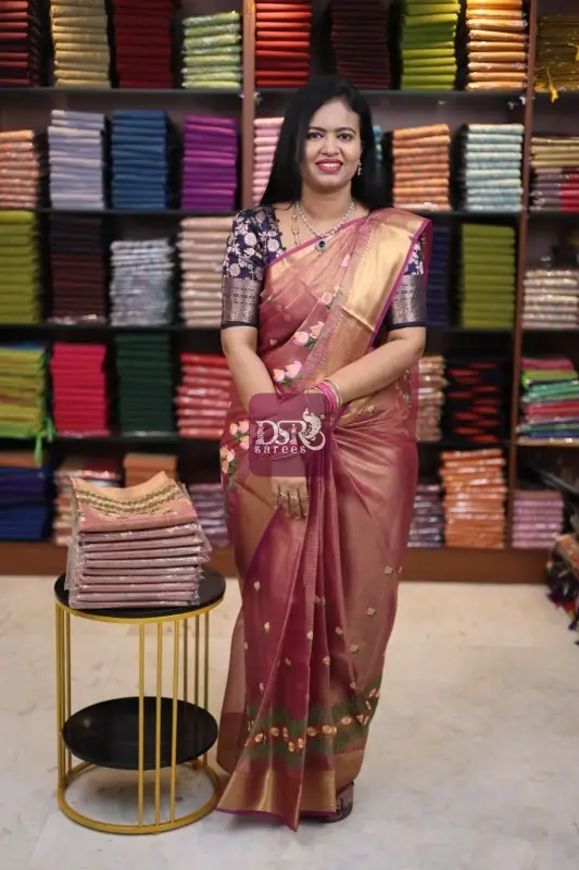 Tissue Embroidery Sarees