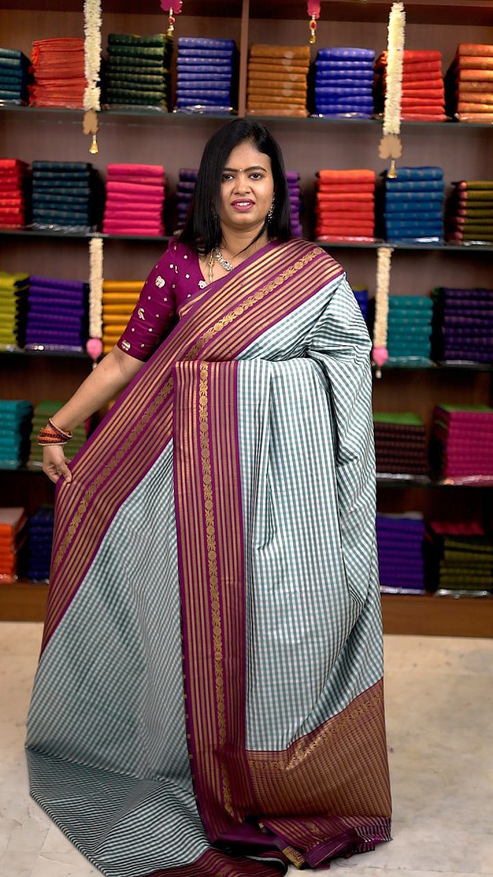 Madras Checks Semi Silk Saree