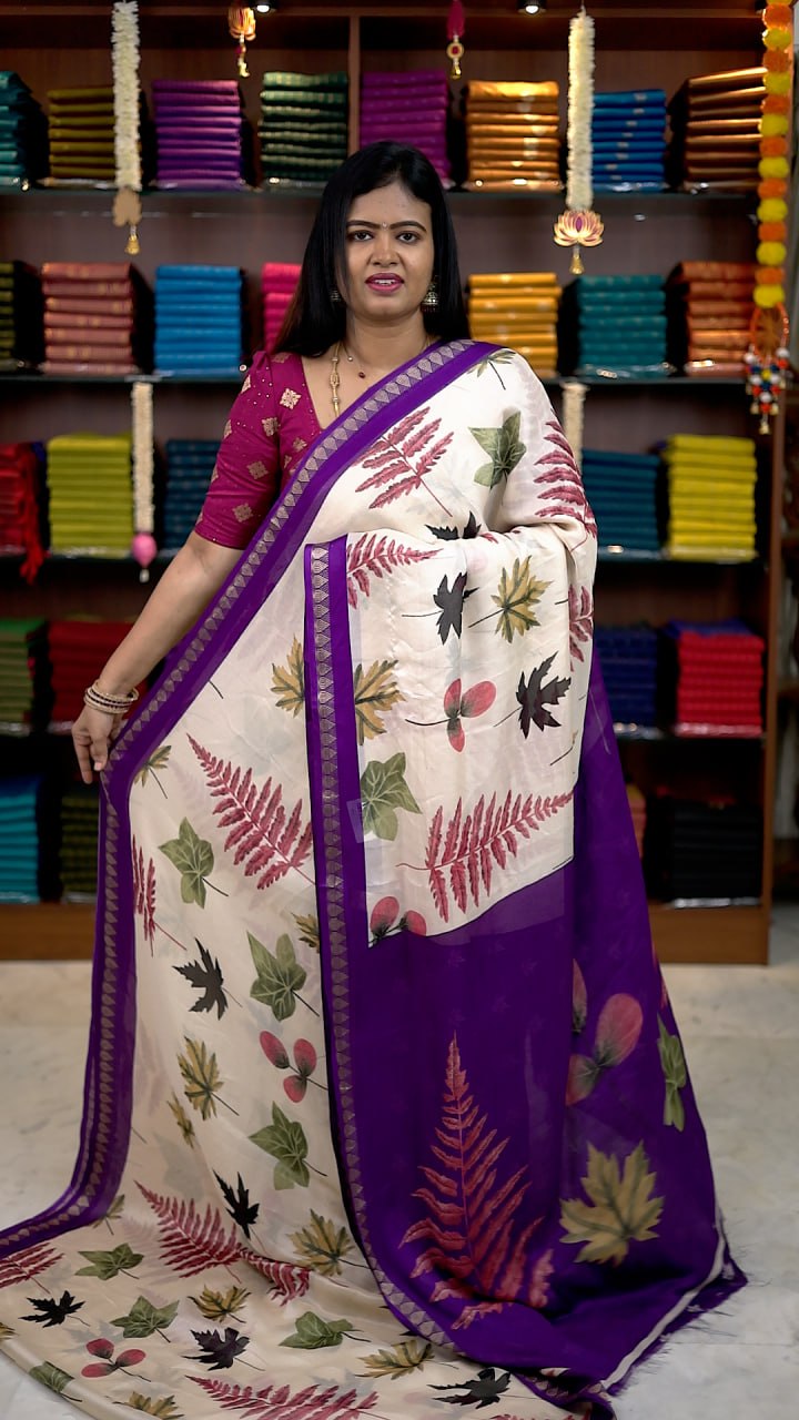 Viscose Chiffon Sarees - vol1