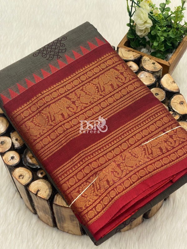 Printed chettinadu cotton saree W/B - vol 1