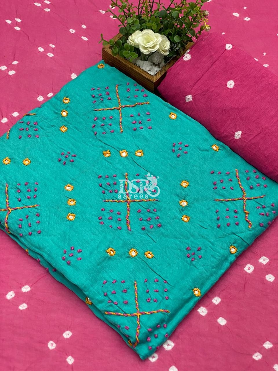 Bhandhini with mirror suit